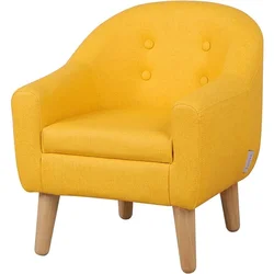 Getifun Single PVC Kids Sofa Chair, Toddler Sofa Couch with Wooden Legs, Ideal Children Armchair for Children Gift (Yellow)