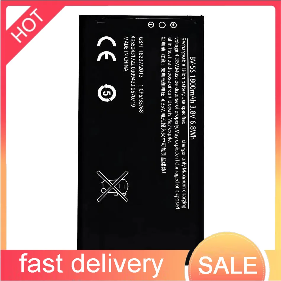 

For Nokia X2 X2DS 1013 X+ X Plus Mobile Phone Battery Premium Replacement BV-5S 1800Mah Long-Lasting Performance
