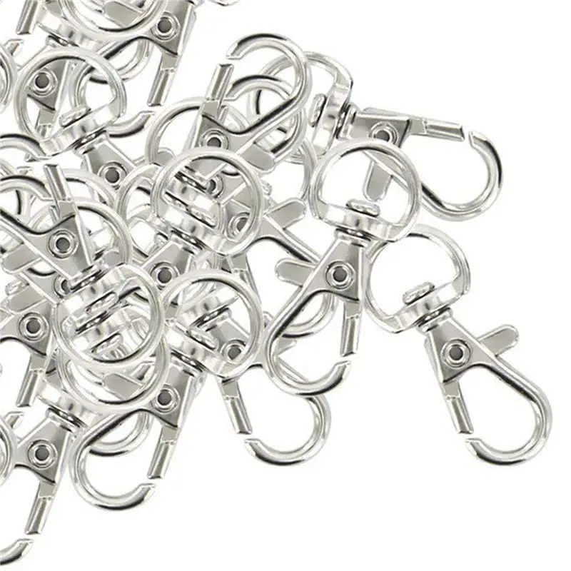 ABUL-180Pcs Swivel Carabiners Keychain Silver Color
