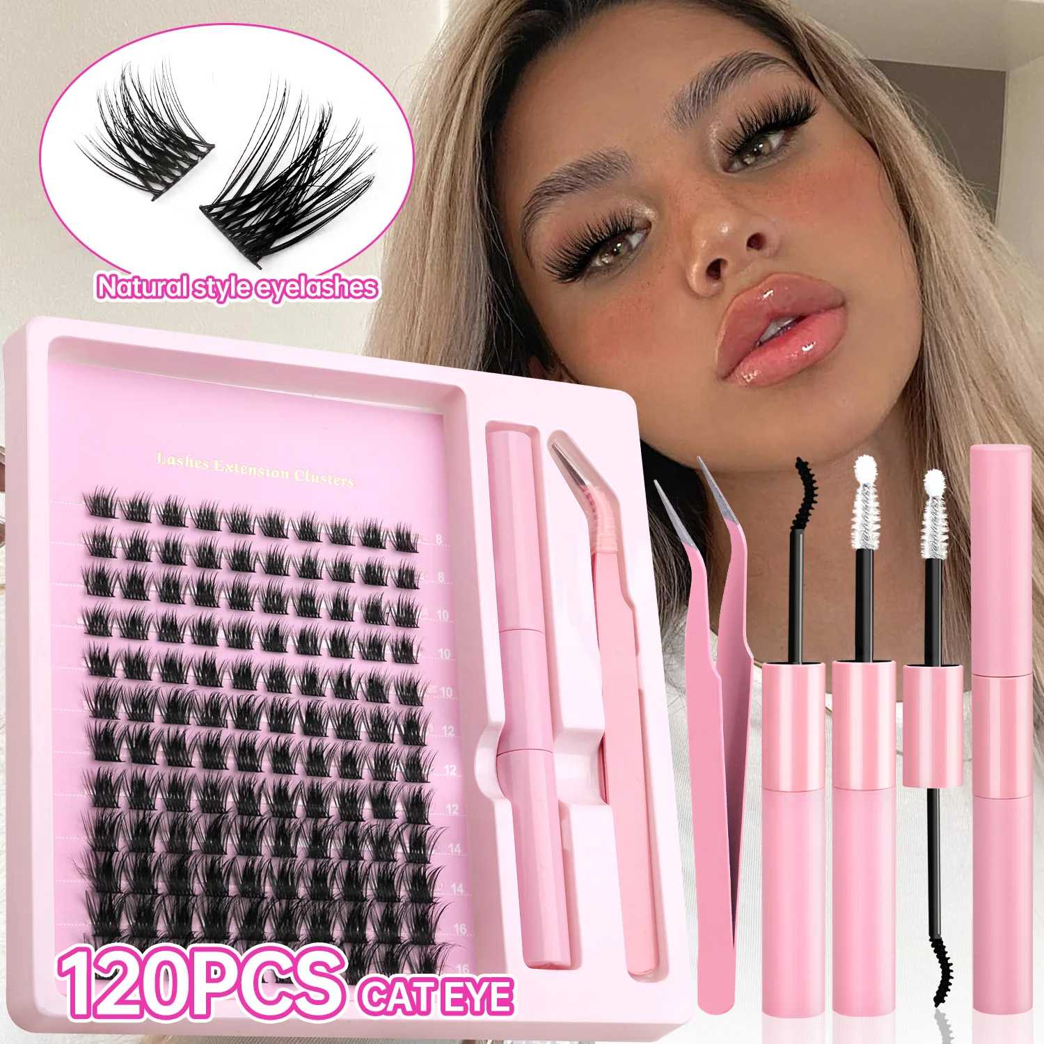 Veltrinay DIY Lash Extension Kit Natural Volume Includes Eyelash Tweezers Bonding Glue For Salon-Quality Results at Home Makeup