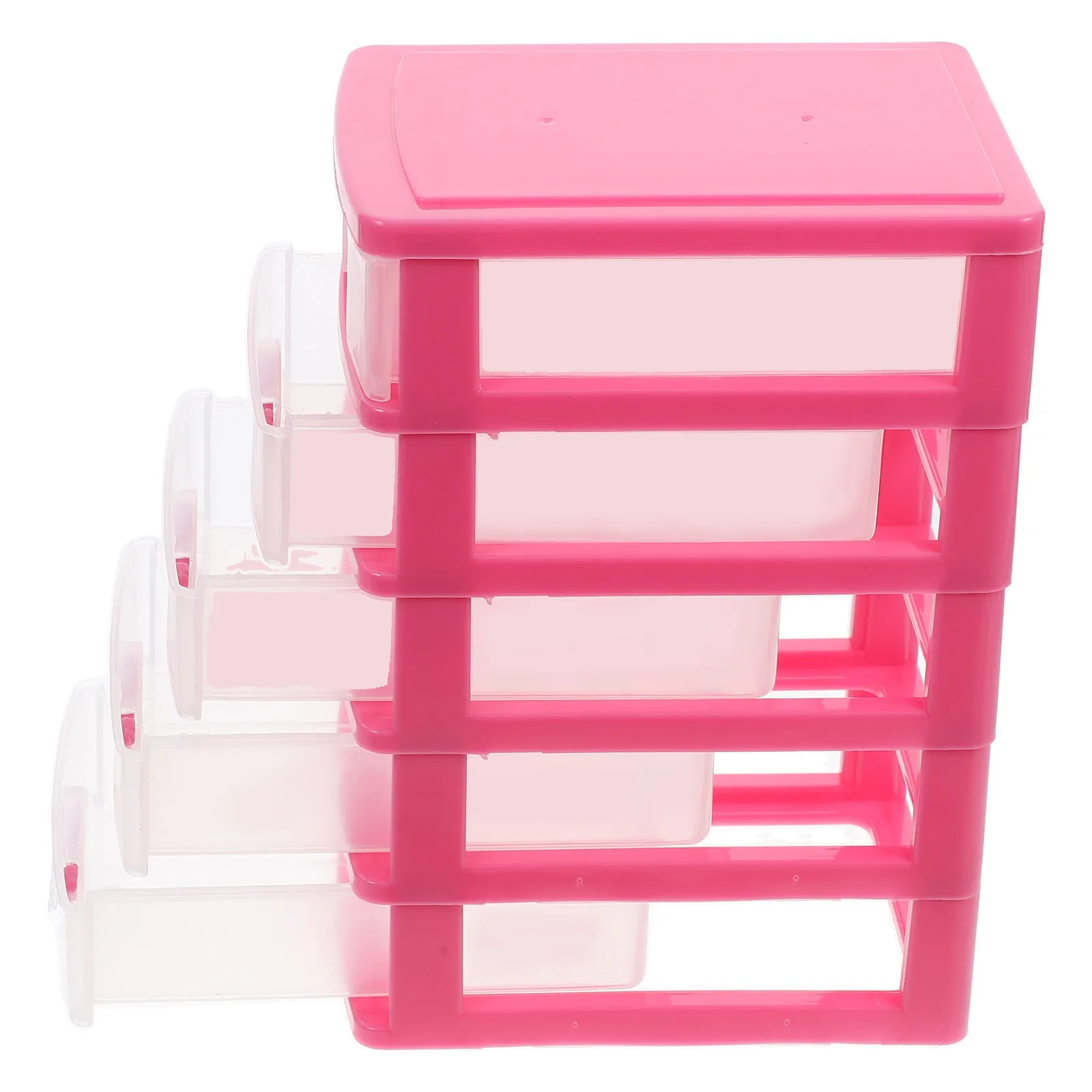 

5 Layers Drawer Cabinet Office Desk Plastic Pink Clear Storage Organizers Stackable Versatile Desktop Container Unit