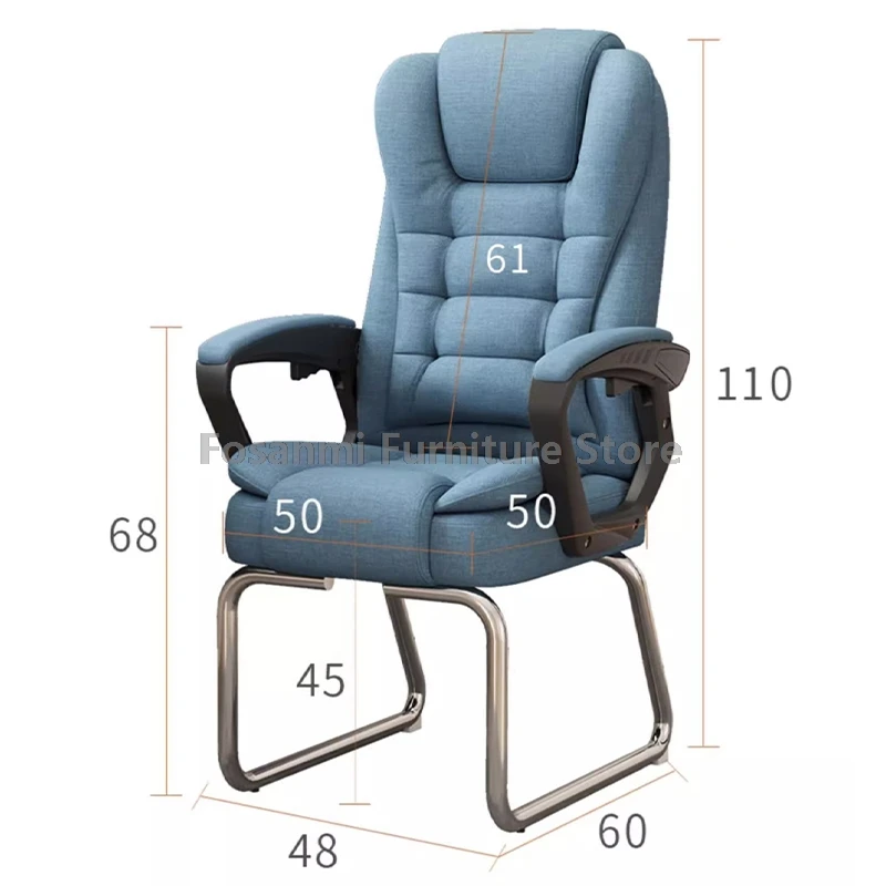 โบว์ขาโต๊ะเก้าอี้ผ้าฝ้ายผ้าลินินสบายGamer Recliningเก้าอี้สูงนุ่มเก้าอี้คอมพิวเตอร์มีท้าวแขนสําหรับHome Office