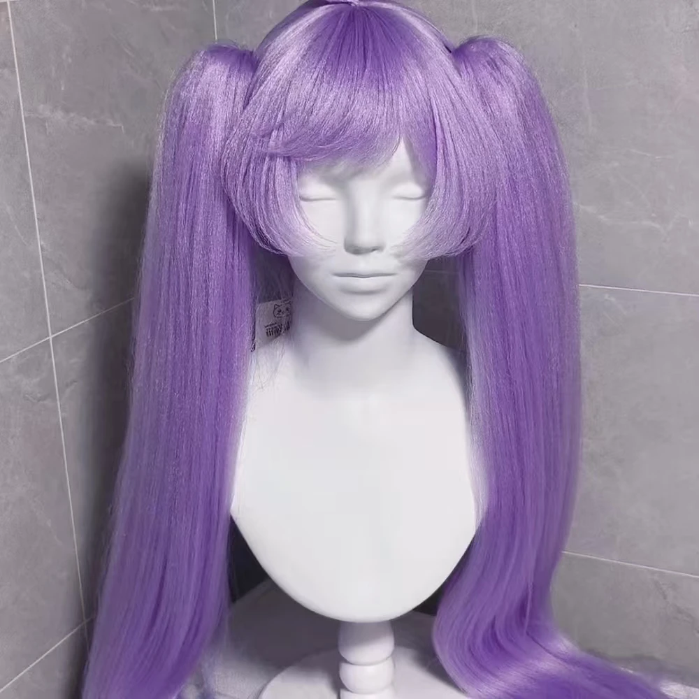 Anime Laala Manaka Cosplay Wig Purple Detachable Double Ponytail Long Hair  Heat Resistant Synthetic Fiber With Rose Net Cosplay