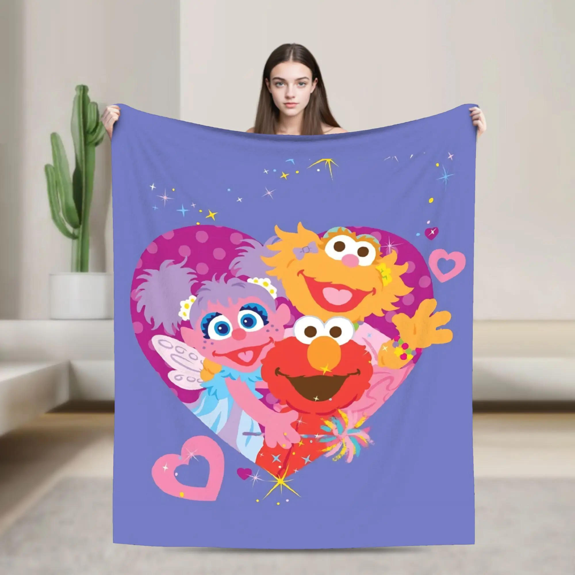 Sesames Streets Knitted Blankets Velvet Abby Cadabby Super Soft Throw Blankets for Airplane Travel Bedroom Quilt