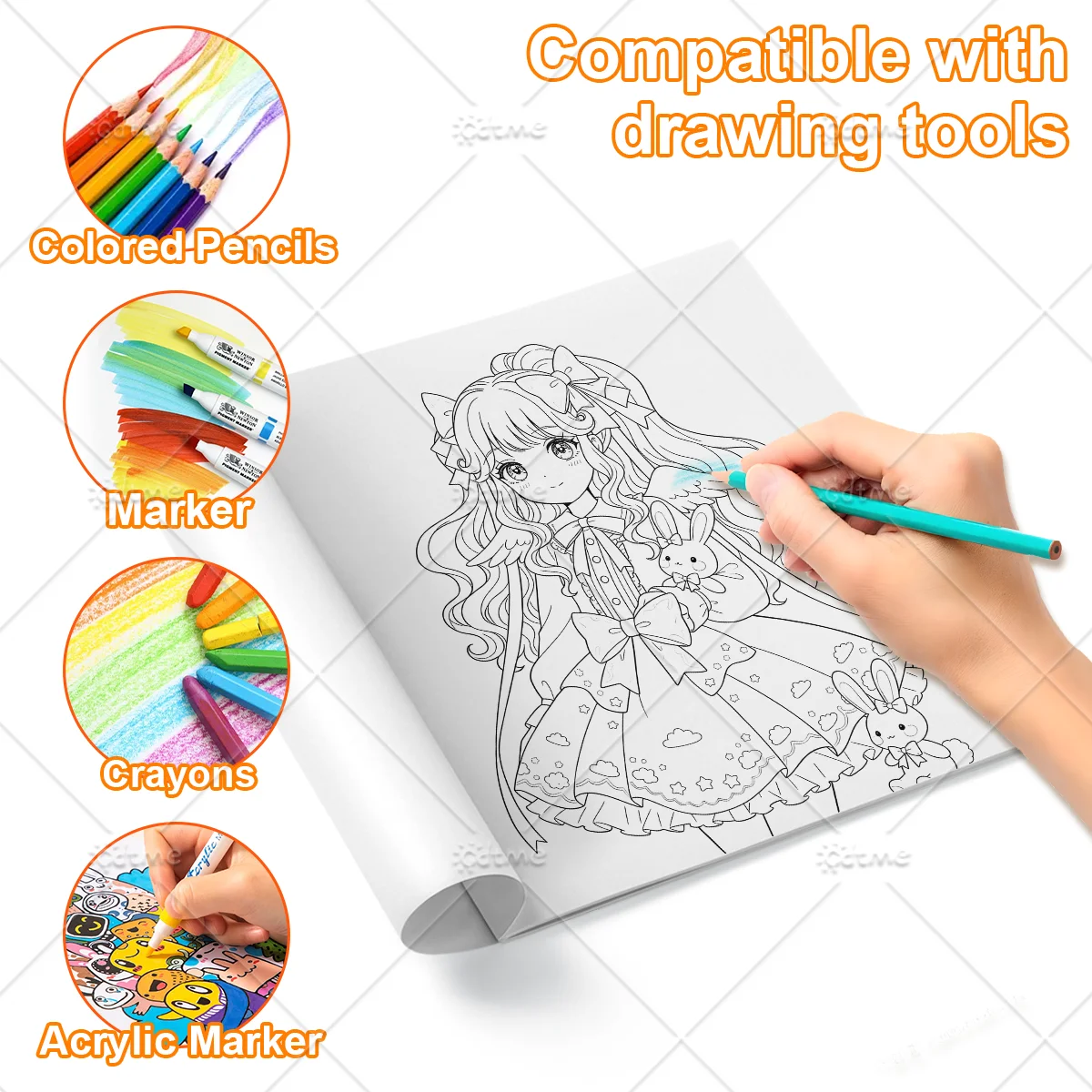 Anti-Angst Anime Kawaii Mädchen Malbuch für Erwachsene DIY Mal- und Zeichenkunst-Aktivitätsbuch Perfektes Geschenk zur Entspannung – Detail 4