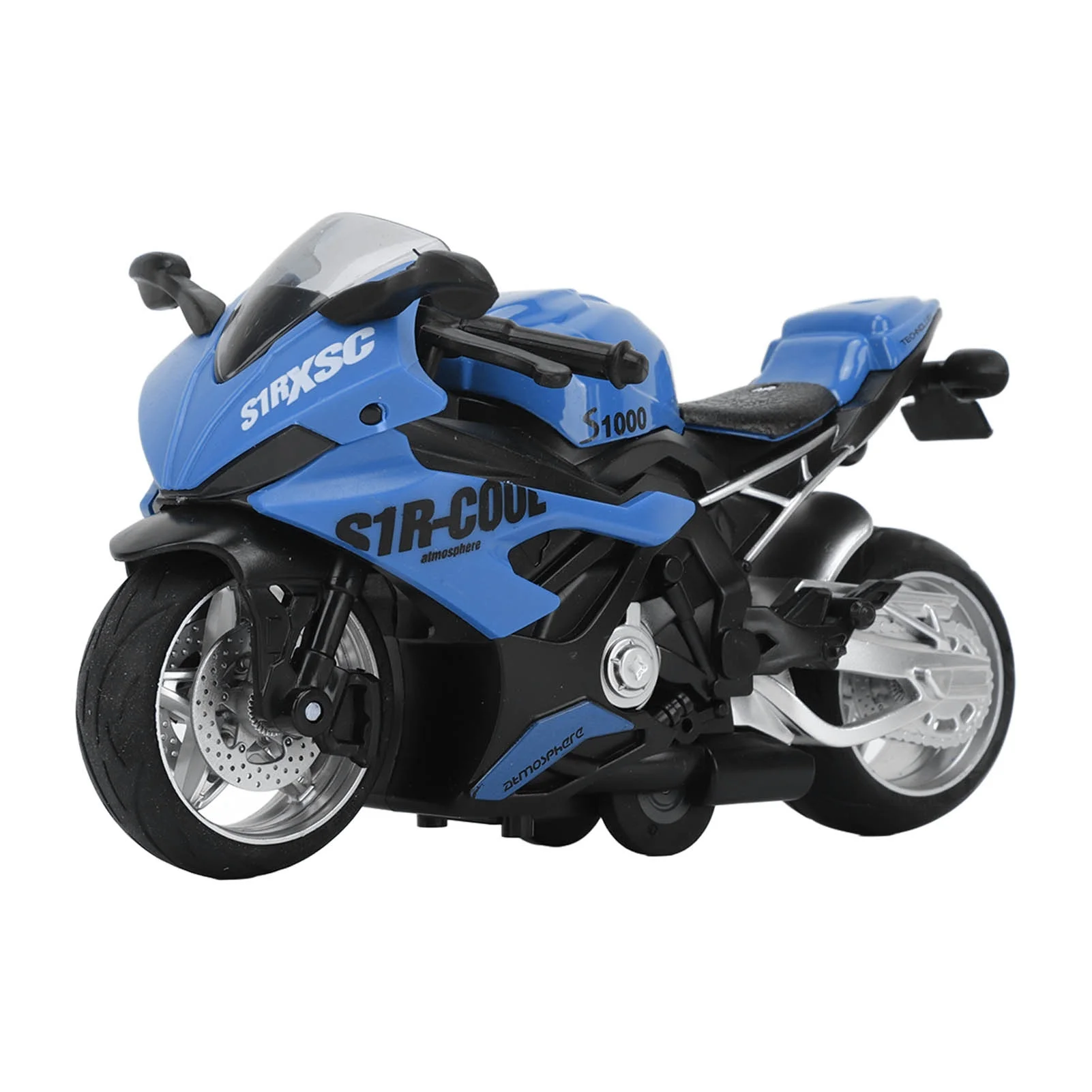 Kids Pull Back Motorcycle Toy Sound Light Effects High Simulation Alloy Motorcycle Model Blue