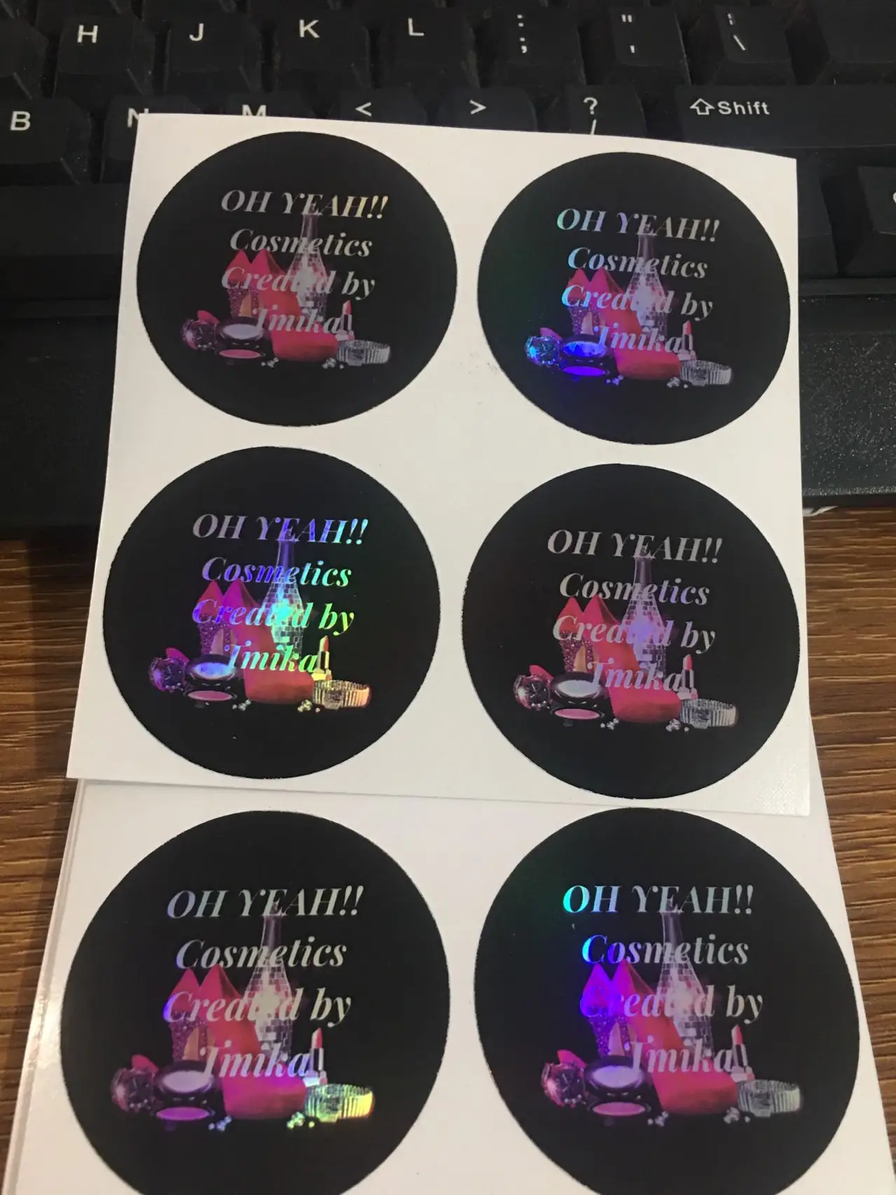 DIY holographic material, 100 pieces/batch of personalized wedding, birthday, gift box stickers, customized company logo 3-20cm