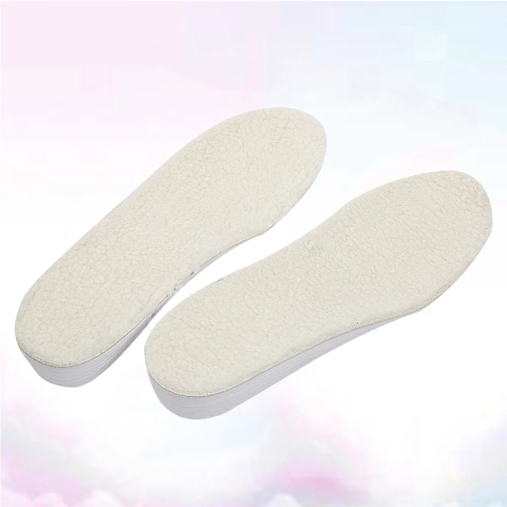 

1 Pair Warm Wool Height Increase Insoles PU Shoe Cushions Comfortable Soft Shoe Lifts Prevent Slipping Enhance Comfort Size L