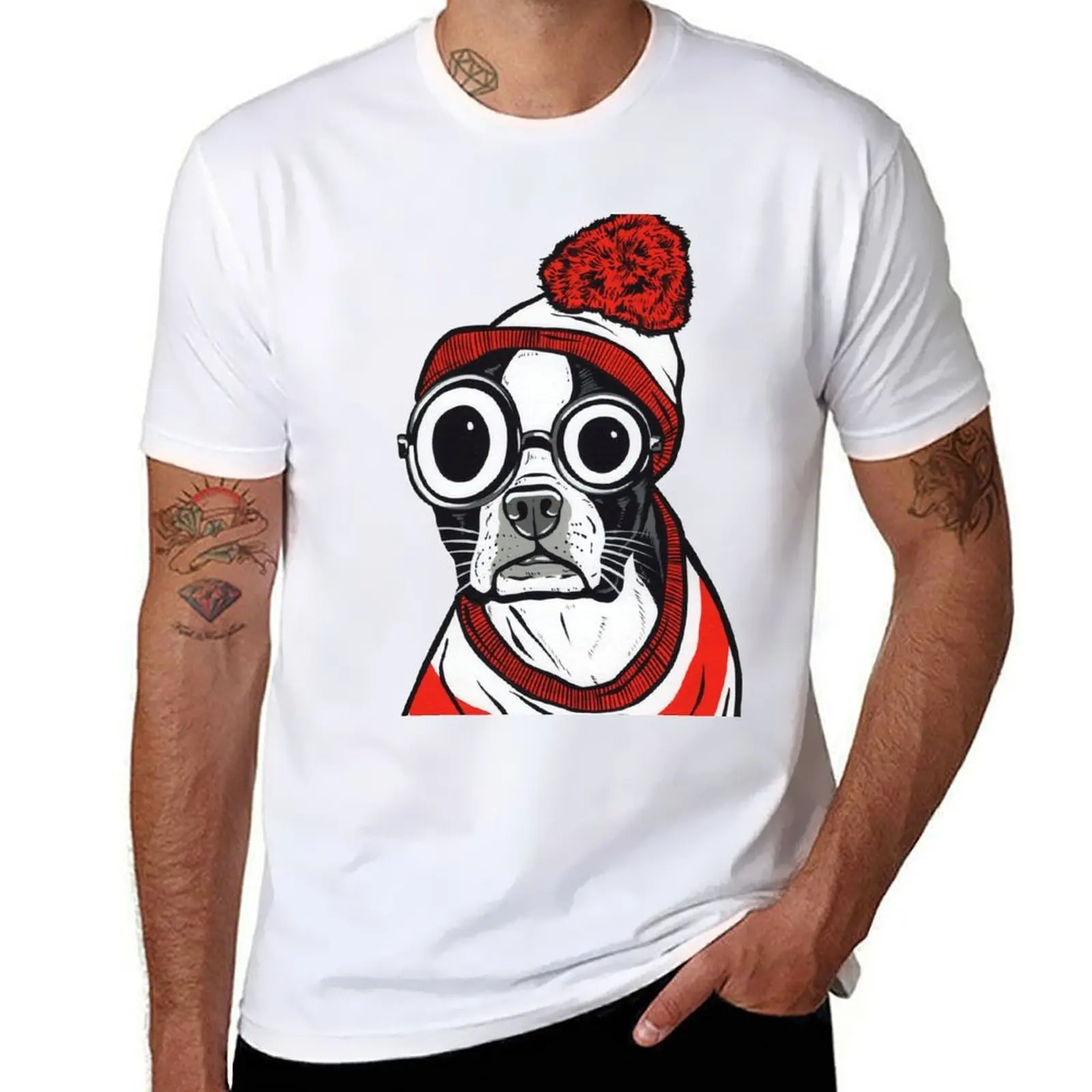 

Boston Terrier Striped T-Shirt t shirts for man slim fit g man t shirts for men T-Shirt