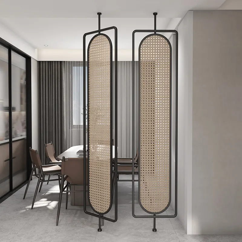 Rattan glass screen partition, living room entry shelter entrance, simple modern wabi-sabi tea room retro decoration 5