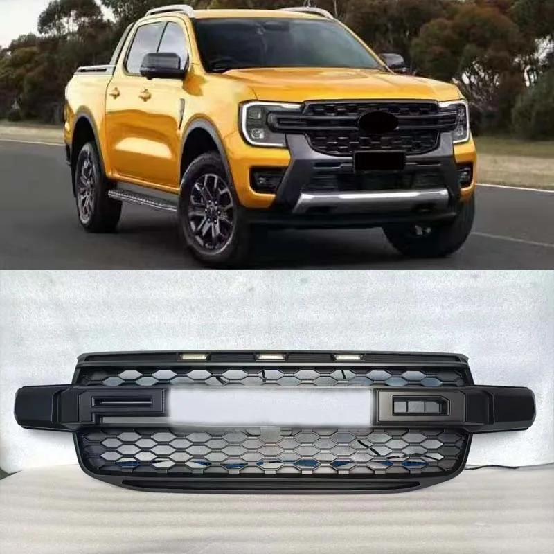 For Ford Ranger 2022 2023 Accessories T9 MK4 PX4 High Version XLT Wildtrak Sport Pickup Car Mask Mesh Front Grills Racing Grille