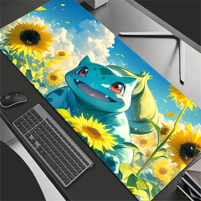 Extra großes Gaming-Mauspad, Computer-Gamer-Laptop-Tastatur-Teppich, Mauspad, rutschfeste Gummi-Mausmatte, XXL, P-Pokemons Bulbasaur Tischteppich