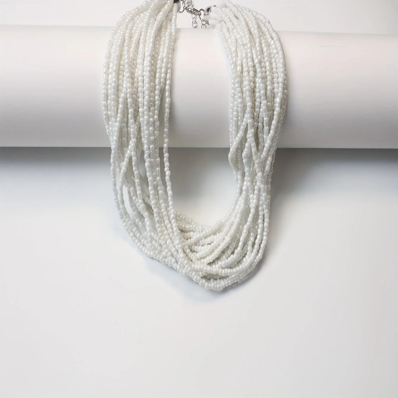 Vibrant Multi-strand Glass Beaded Bohemian Statement Necklace - Adjustable Chain Clasp, Perfect For Daily And Occasions
