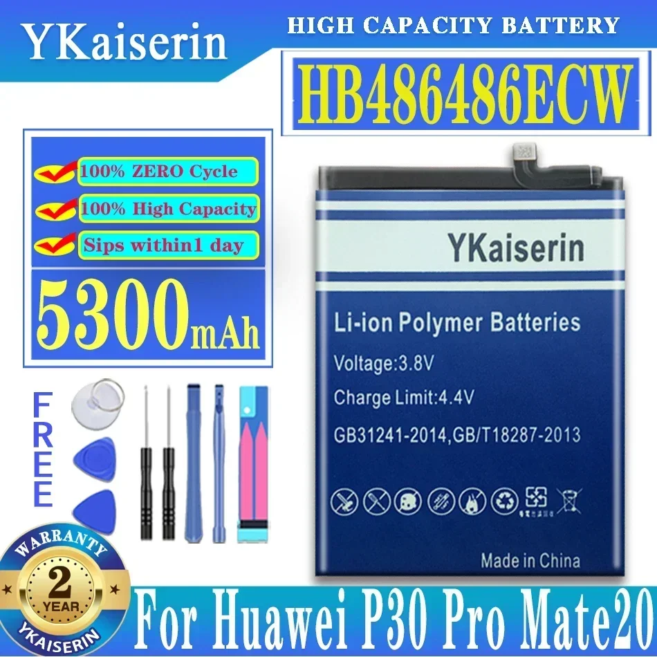 

Сменный аккумулятор YKaisrerin HB 486486 ЭКВ для Huawei P30 Pro P30Pro Mate20 Pro Mate 20 Pro, аккумулятор для телефона, 5300 мАч, инструменты