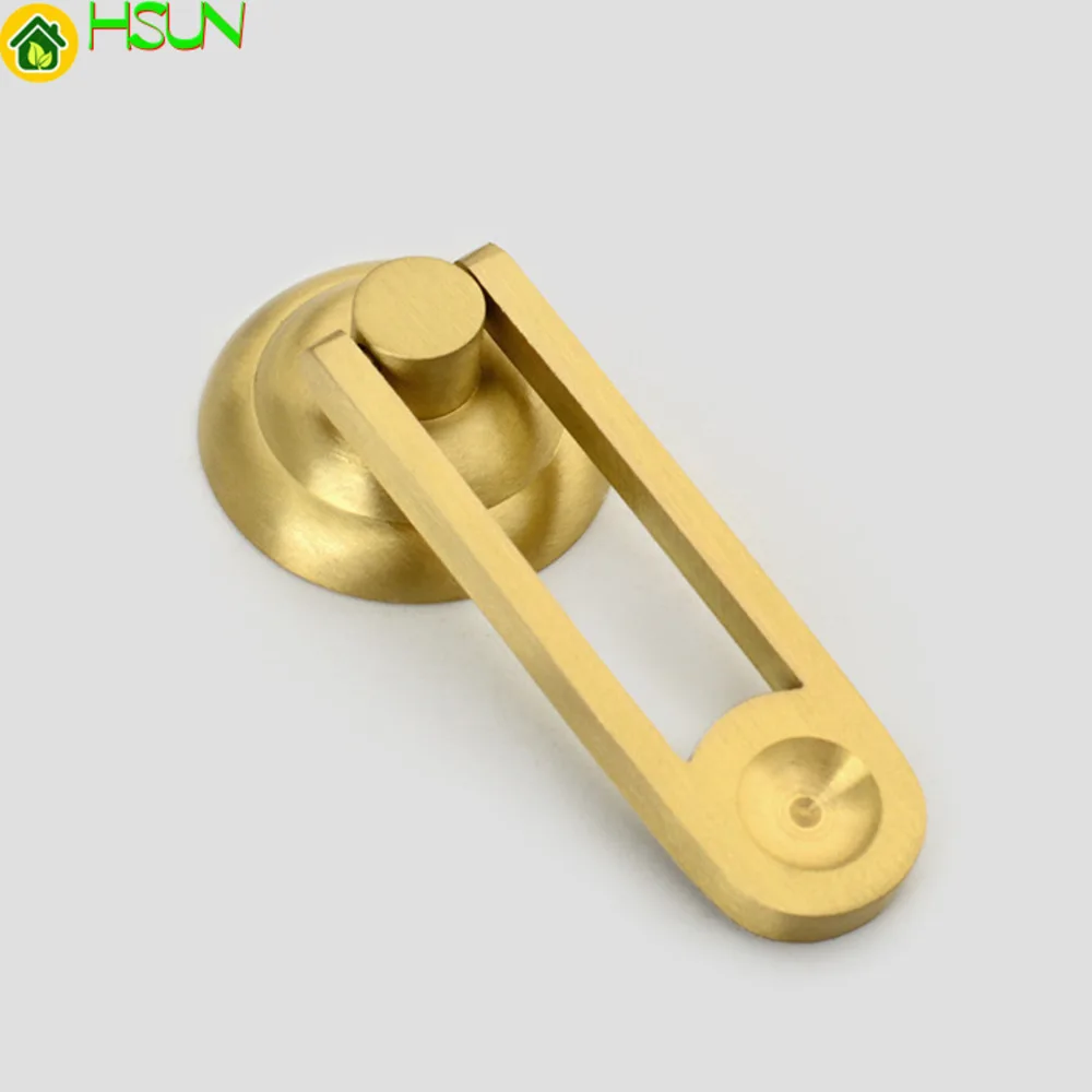 Brass handle single hole pure copper new Chinese modern simple solid wood drawer door handle gold light luxury