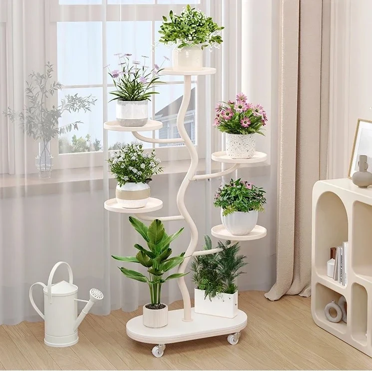 Floor Type Balcony Storage Movable Wrought Iron Multi-Layer Succulent Flowerpot Bracket