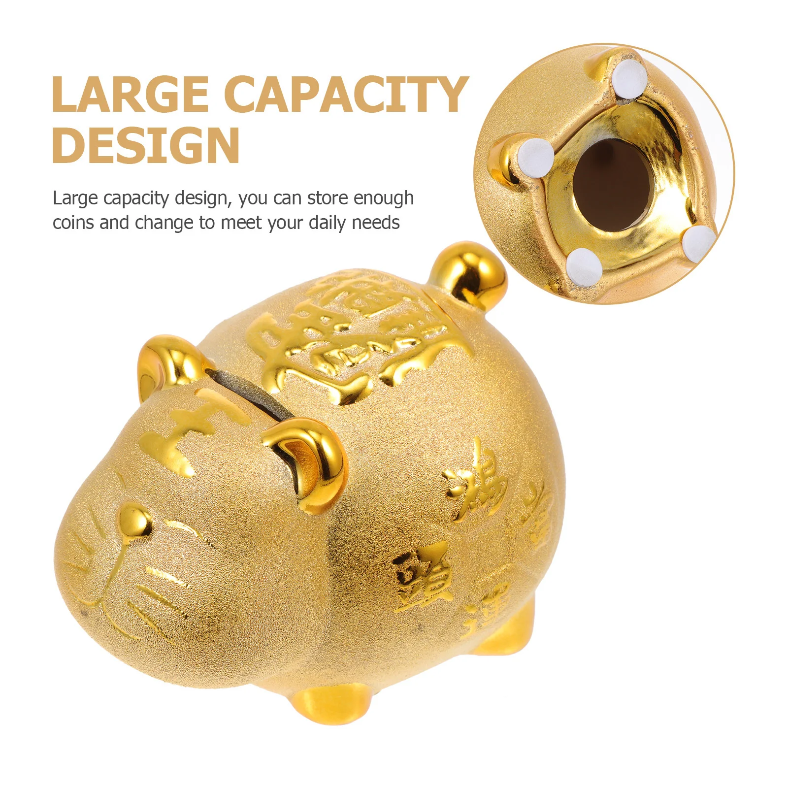 

1Pcs Tiger Shape Coin Bank High Quality Golden Saving Box for Children Large Capacity Money Storage Pot Decorative Gift Idea