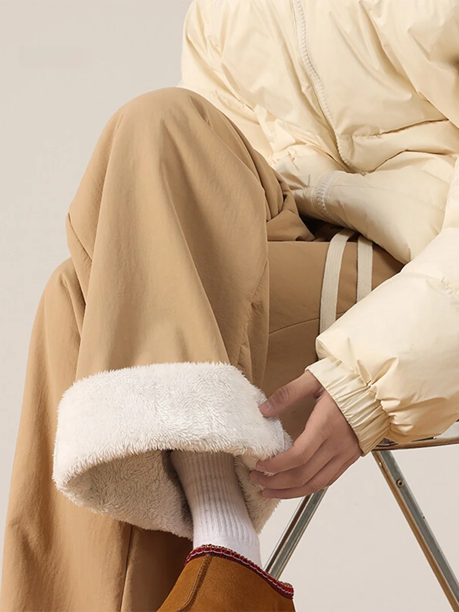 

Утепленные мужские брюки из овечьего вельвета, зимние повседневные хлопковые брюки для активного отдыха в снежных регионах (Харбин), с флисовой подкладкой, универсальные, длинные