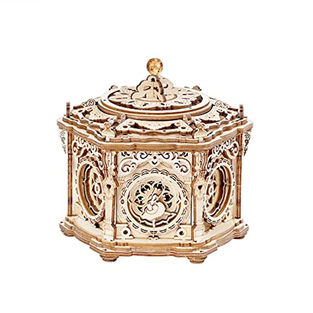 Robotime Secret Garden DIY mechaniczna pozytywka zestaw 3D drewniane puzzle Box dla dorosłych projekt budynku samodzielnego montażu