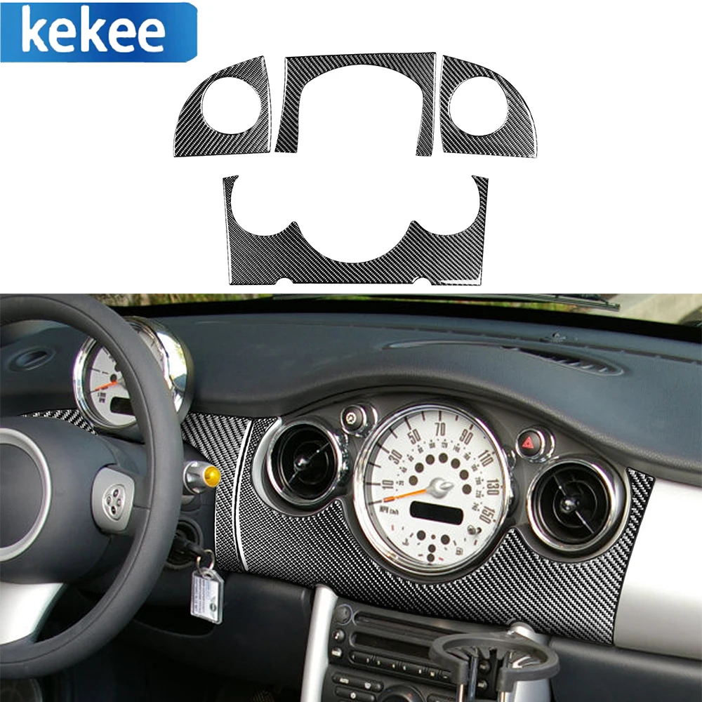 For Mini Cooper 2002-2004 Real Carbon Fiber Car Central Control Instrument Panel Trim Sticker Auto Interior Accessories Decol