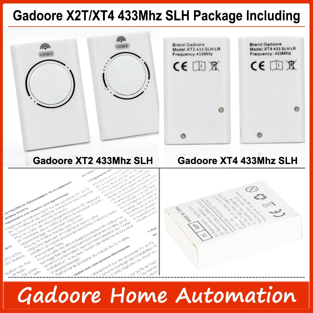 Gadoore XT2 XT4 433MHz SLH LR Gate Remote XT2 XT4 Compatible with 433Mhz Frequency  XT2/XT4 SLH, XT2/XT4  SLH LR Garage Remote