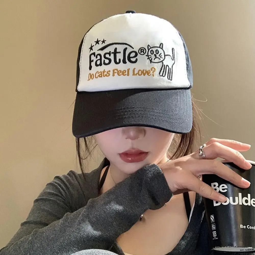 

Fashion American Retro Color Contrast Baseball Cap Hip Hop Soft Cartoon Peaked Cap Letter Adjustable Curved Brim Hat Unisex