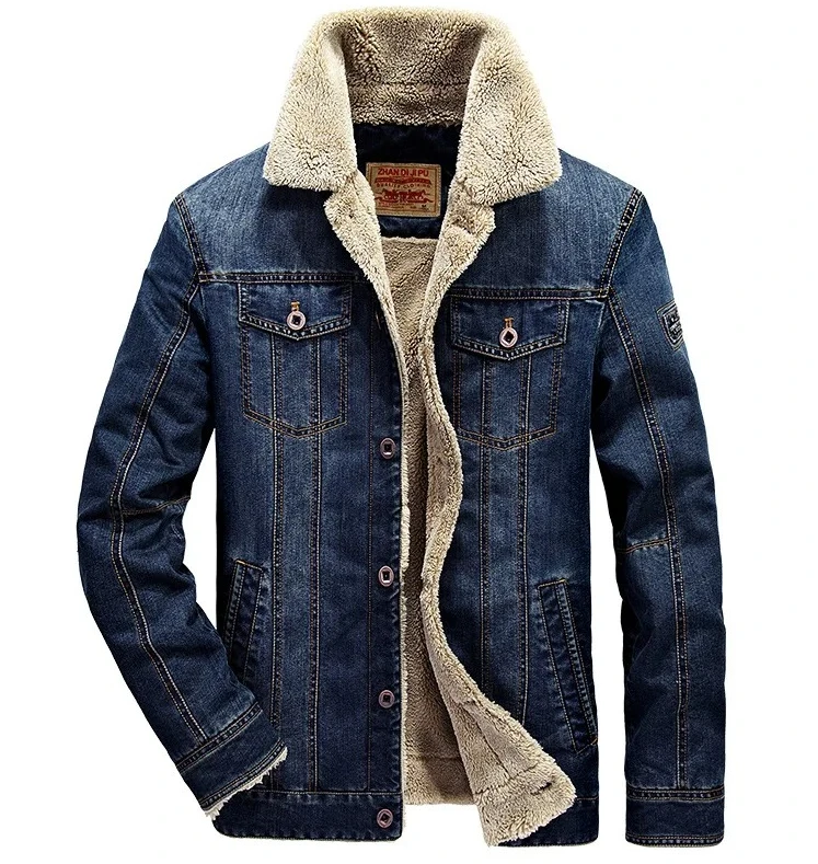 

Men's Winter Fleece Lined Thicken Denim Jean Trucker Jacket, Fashion Jeans Coats Warm Clothing