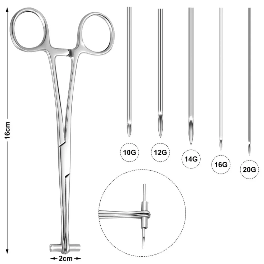 

41pcs Body Piercing Tool Kit Include Septum Forceps Clamp Pliers Stainless Steel Piercing Needles Nose Ring Hoop Jewelry Ear Lip