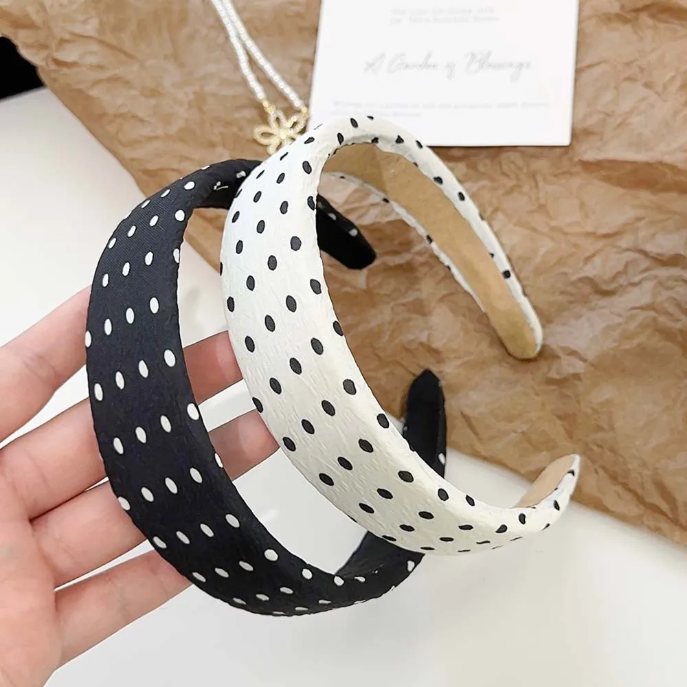 New Fashion Headband For Women Classic Dot Point Hairband Black White Headwear Summer Cool Hair Accessories Girls
