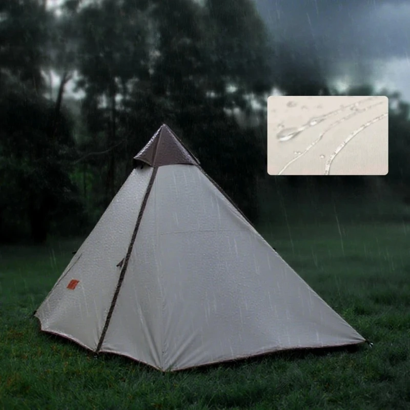 5-8 Person Pyramid Tent, Large Waterproof Windproof Sun Protection Tent for Camping Beach Hiking Festival, Easy Setup
