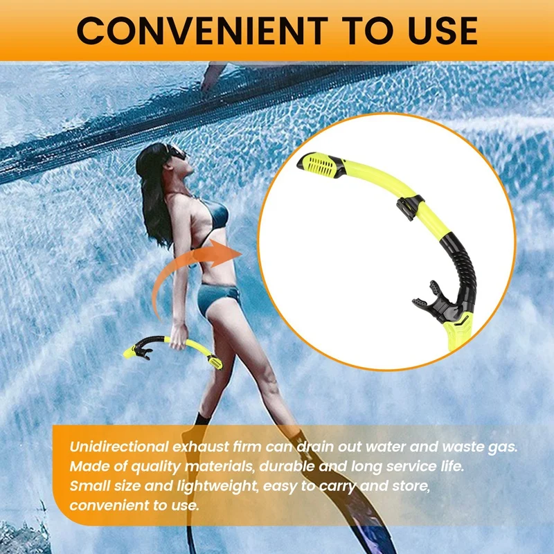 Dry Snorkel Tube Easy Breath Scuba Diving Splash Guard Top Valve Swimming Underwater Equipment For Adults Men Women