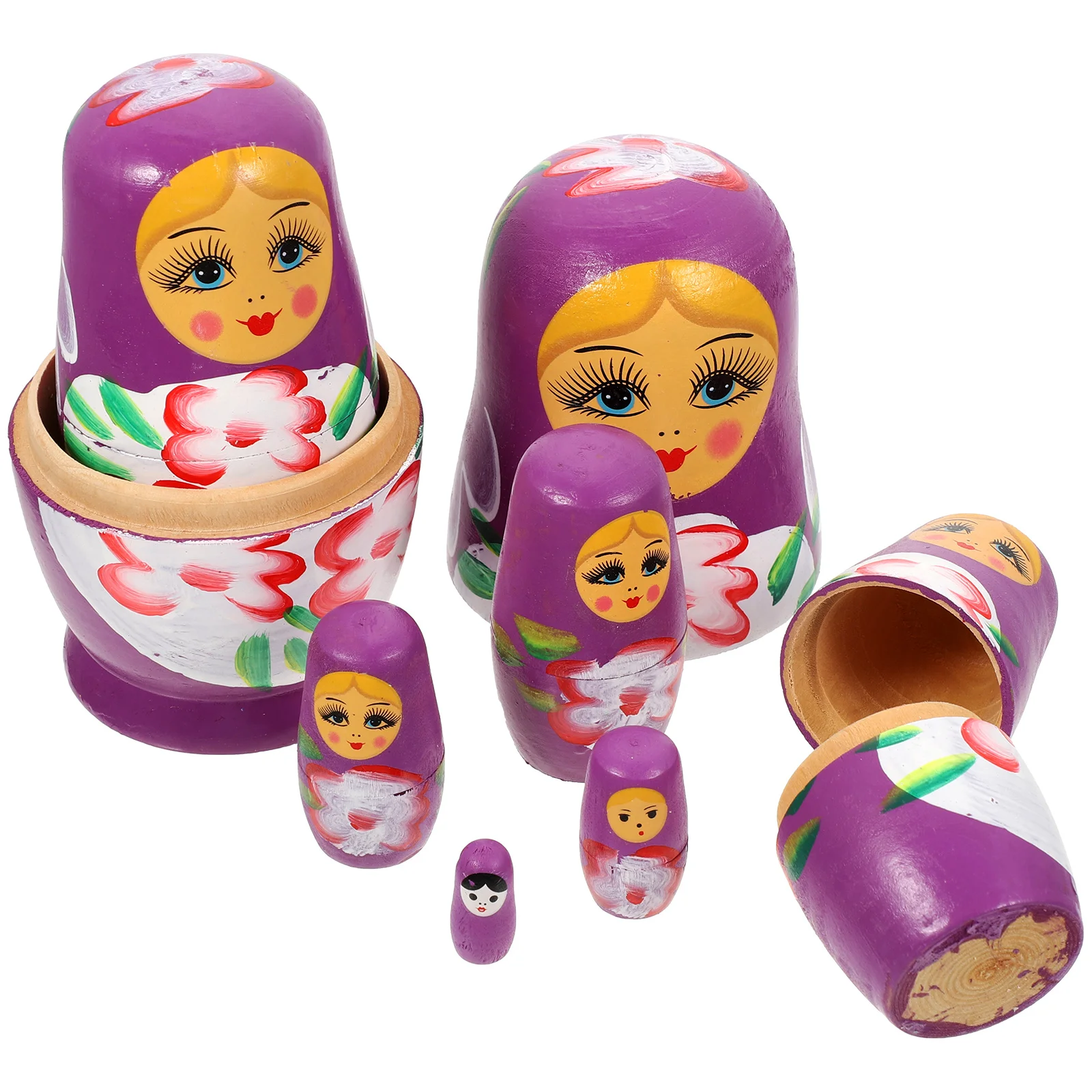 Poupées en bois violet pour enfants, jouets Matpoposhka, cadeau de Press d'Halloween, 7 couches