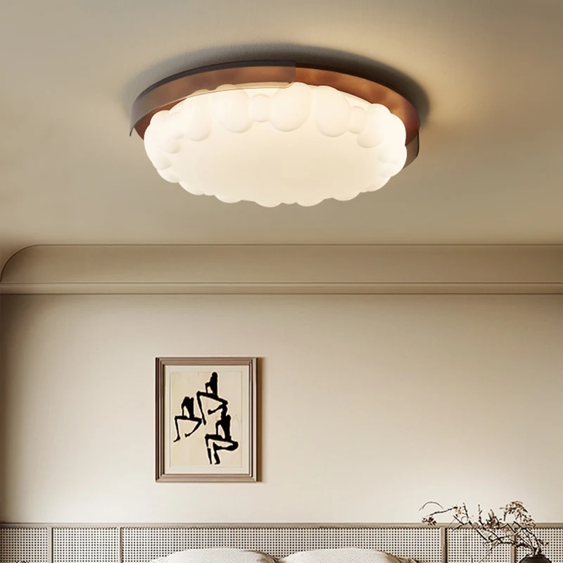 Walnut Color Bedroom Led Chandelier Creative Clouds Children's Room Round Ceiling Light Simple Modern Home Indoor Lighting Lamps