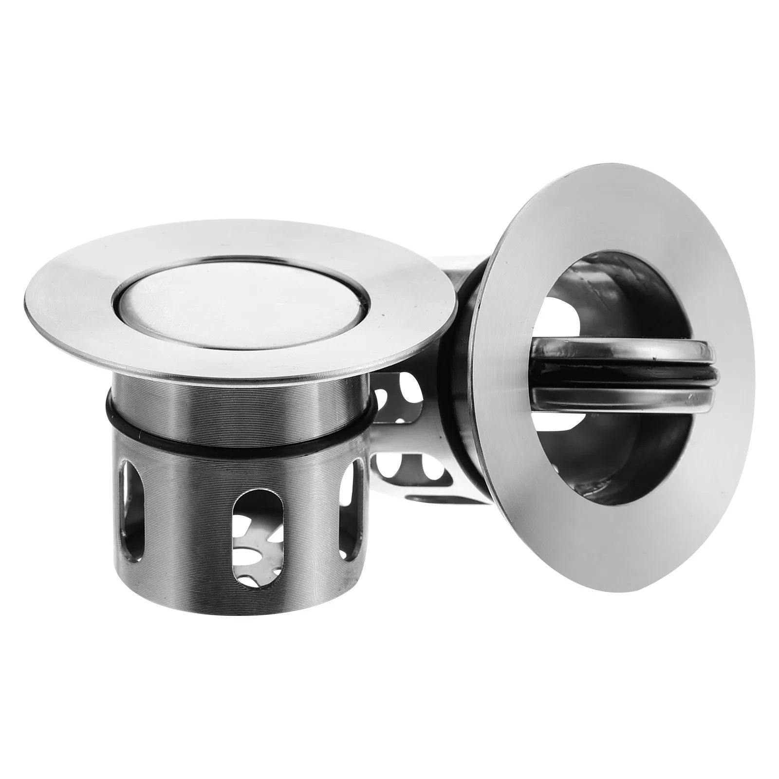

2Pcs Kitchen Sink Basket Strainer Stainless Steel Drain Stopper Stabilized No Movement with Water Current Smooth Round Design