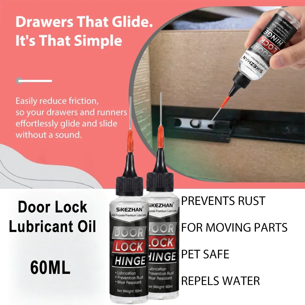 Precision Needle Door Hinge Lock Lubricant Oil 60ml 2oz Portable Mess Free No Squeak Liquid Chain Window Gear Hardware Repair