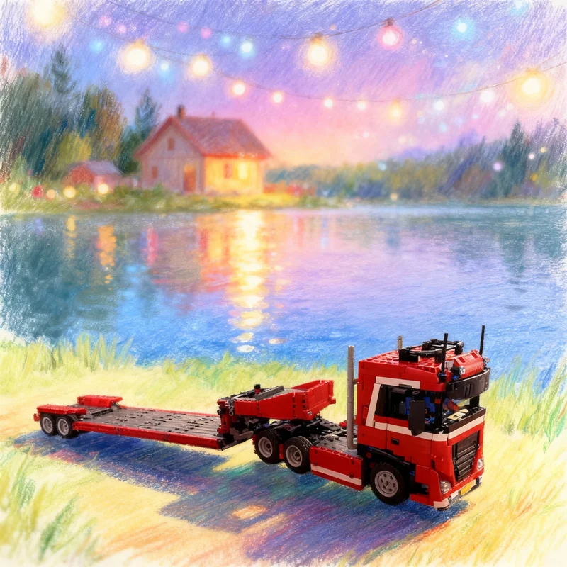 

732pcs MOC Gooseneck Trailer DAF Technicprojects Technical Model Building Blocks Architecture Christmas Gifts Creative Toy Idea