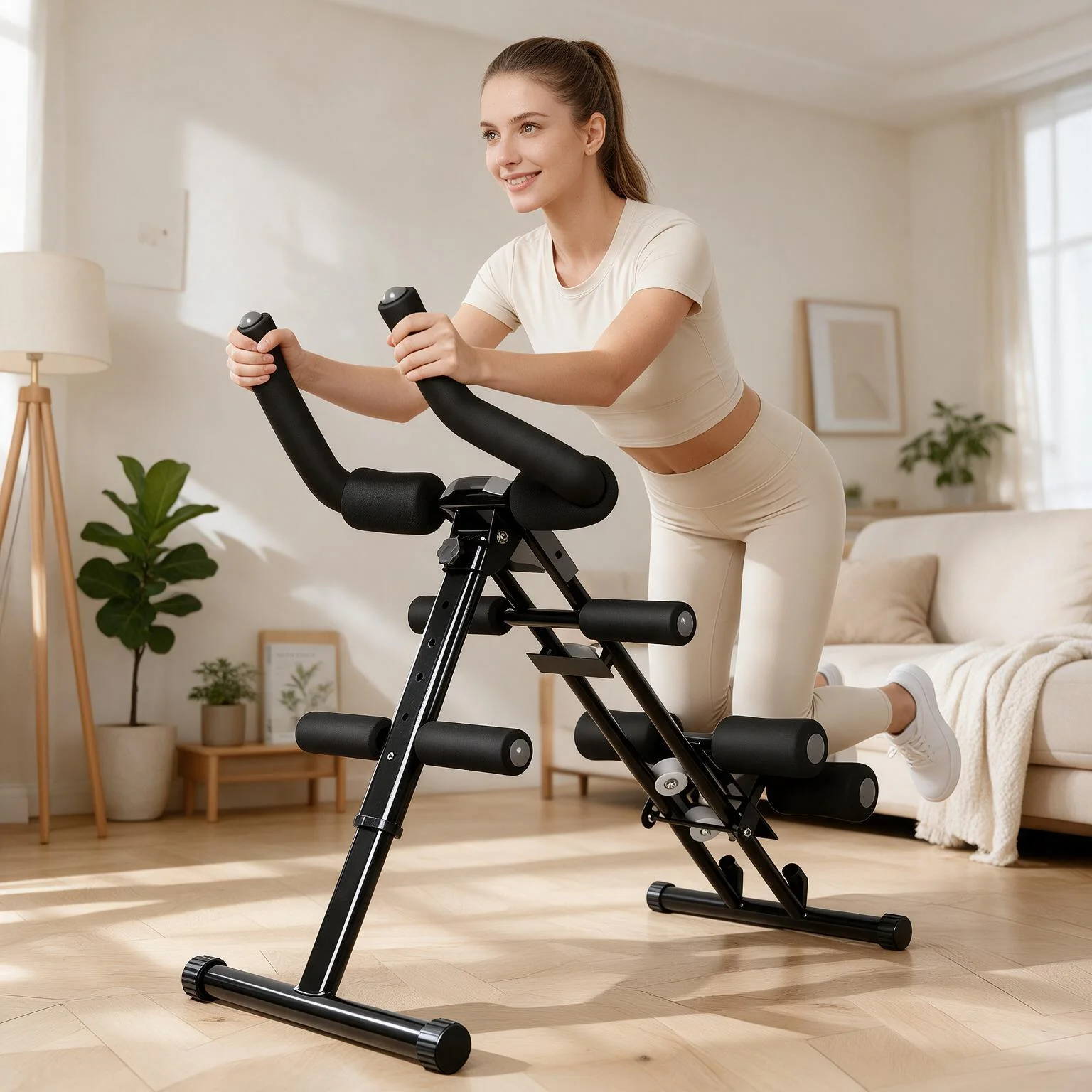 Attrezzo Pieghevole per Addominali, Attrezzatura Multifunzionale per il Fitness del Core e della Parte Inferiore del Corpo, Capacità di Carico 150kg per la Forza del Core, dei Glutei e delle Cosce