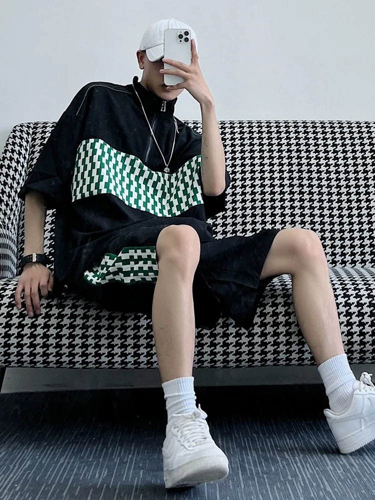 

Комплект из двух предметов: летний повседневный спортивный костюм свободного кроя в стиле пэчворк для пар