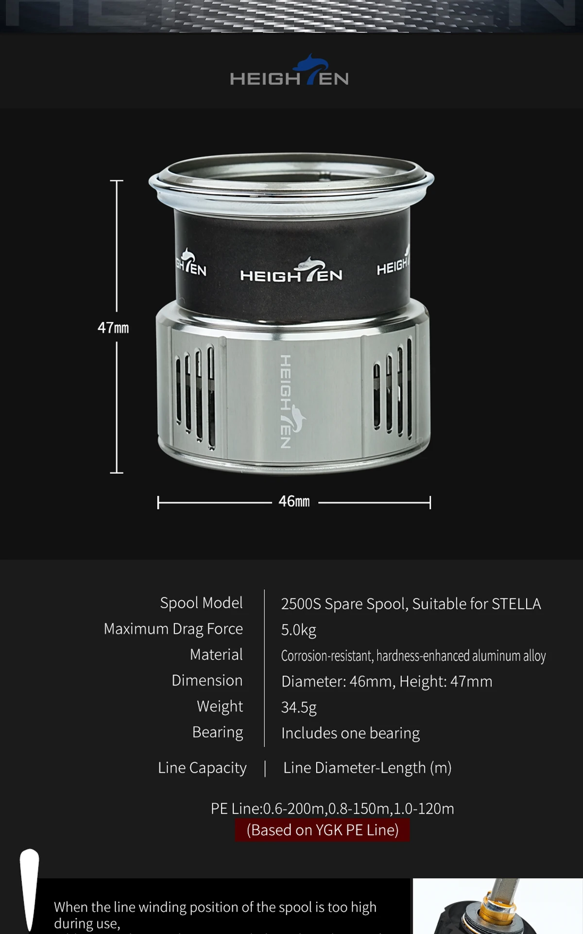 HEIGHTEN Ersatz Flach Spool Für 18/19 STELLA / 20 TWIN POWER / 19 VANQUISH / 19 STRADIC / 20 VANFORD 2500-3000 serie – Detail 7
