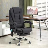 Office chair with massage function, ergonomic with tilt and heating, adjustable height computer chair with remote control, black