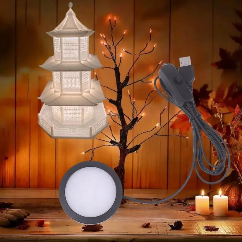 

1 шт. для бамбукового светодиодного светильника, детали для самостоятельной сборки, теплый/белый/нейтральный черный USB-светильник, ультратонкий, круглый, для комплекта лампы Bambu Lab, фурнитура