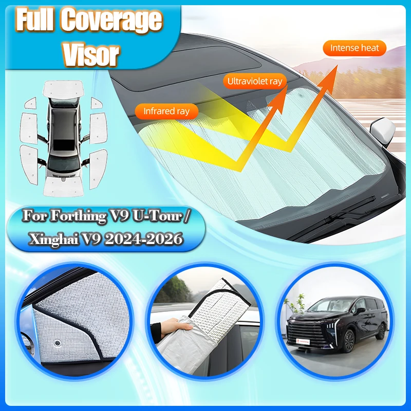 

For Forthing Xinghai V9 Accessories V9 U-Tour 2024-2026 Foldable Outdoor Sunshading Blind Window Sunscreen Sun Visor Car Bodykit