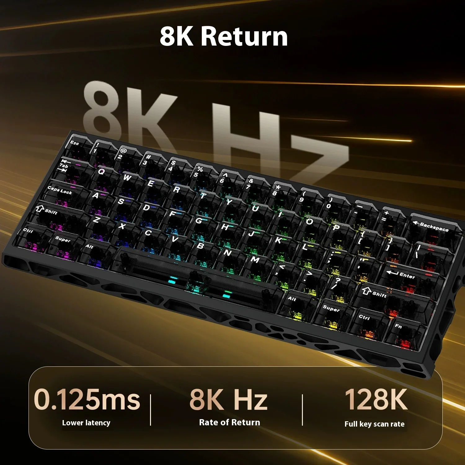 

GANSS G61-MAG HE Aluminum Hollow Magnetic Keyboard 8K Return Rate RT0.01 RGB Hot Swap Ergonomic Keyboard for Laptop Wooting