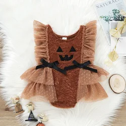 Baby boys and girl Halloween plush patchwork mesh skirt edge bow wrap buttocks