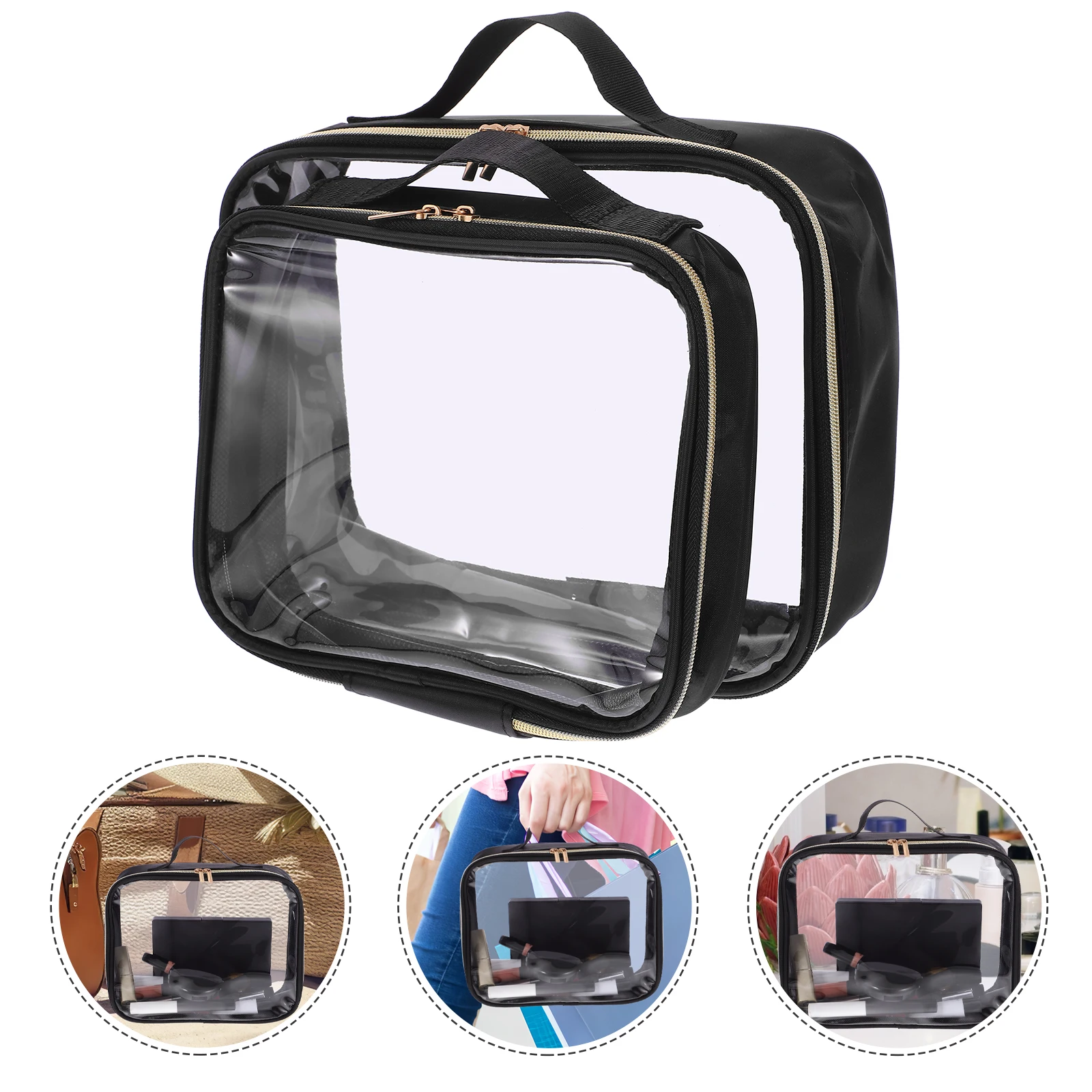 

2Pcs Clear Travel Bags TPU Waterproof ganizer Large Capacity Toiletry Bag Small Cosmetics Pouch H held Storage