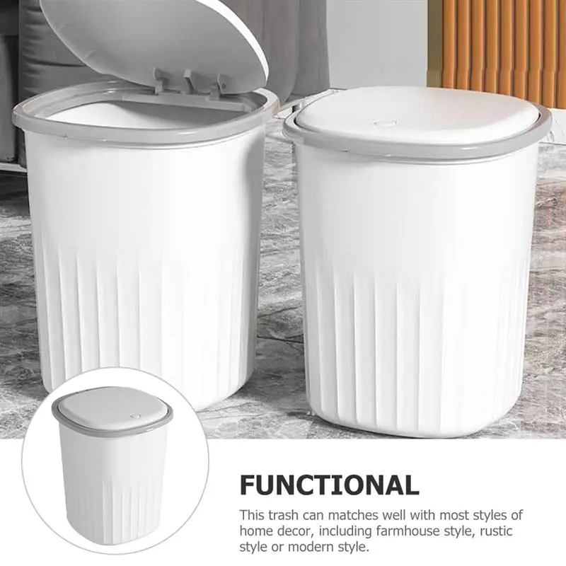 Plastic Trash Can Wastebasket with Press Type Kitchen Smart Bin Bathroom Touch In The Toilet Garbage Bucket Waste Bins Dustbin