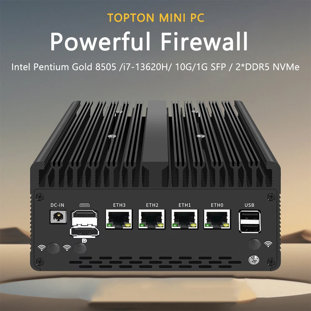 2025 pfSense Firewall Soft Router Intel i7 13620H 8505 4xIntel i226 2.5G LAN 2xDDR5 NVMe Fanless Mini PC HDMI2.0 DP AES-NI OPNse