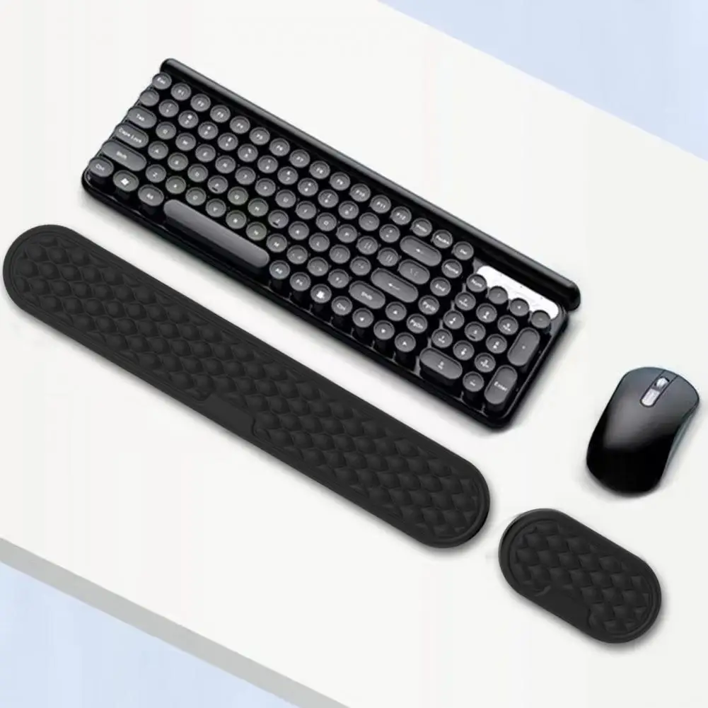 Set Keyboard kulit palsu, Keyboard pergelangan tangan kulit imitasi ergonomis, Mouse dengan memori untuk nyeri kantor