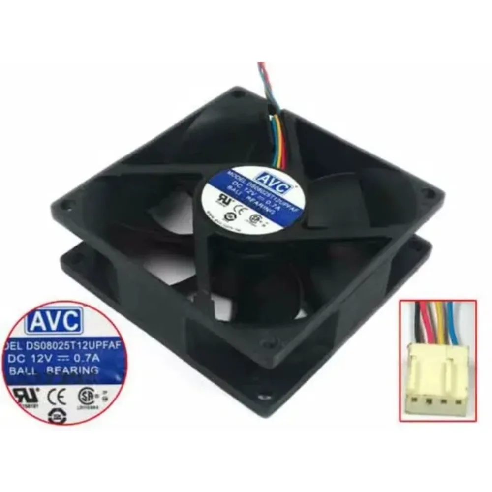 

AVC DS08025T12UPFAF Cooling Fan DC 12V 0.7A 80x80x25mm 4-Wire