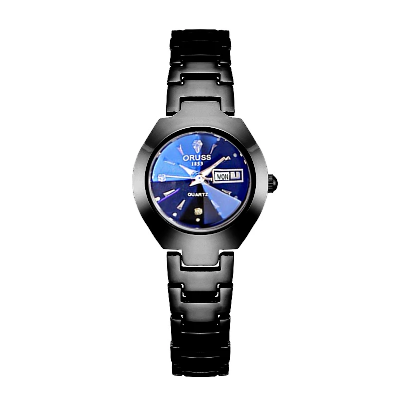 Korean version of ins personality women's watches fashion exquisite compact double calendar girls watch